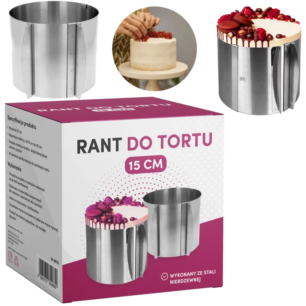 Rant do tortu okrągły regulowany tortownica 16-30CM obręcz