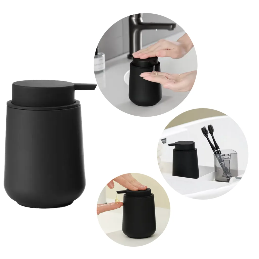 Dozownik do mydła ceramiczny z pompką elegancki czarny 400ML