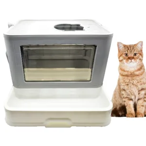 Kuweta dla kota duża pozioma składana z szufladą szara + łopatka