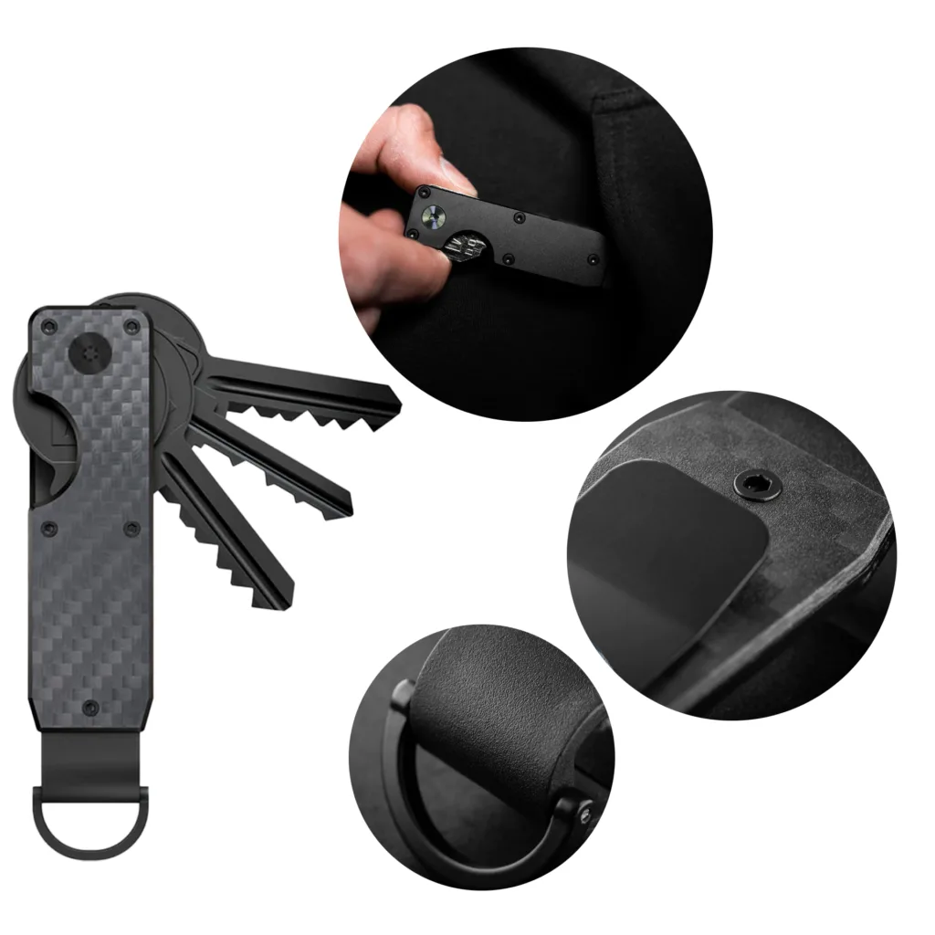 Organizer na klucze kompaktowy etui brelok kieszonkowy carbon czarny