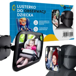 Lusterko do obserwacji dziecka w samochodzie auto duże obrót 360 bezpieczne