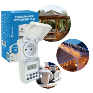 Programator czasowy zewnętrzny IP44 timer cyfrowy cykliczny włącznik 3680W