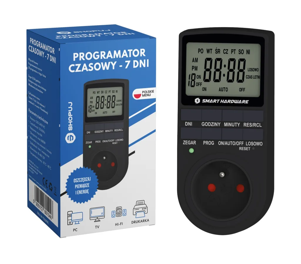 Programator czasowy elektroniczny włącznik wyłącznik timer LCD 7 dni polski