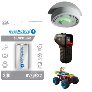 Akumulator 9V 6F22 do mikrofonu miernika everactive ni-mh 250MAH blister 1SZT