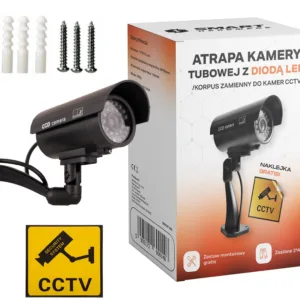 Atrapa kamery cctv monitoringu z diodą LED ścienna zewnętrzna czarna