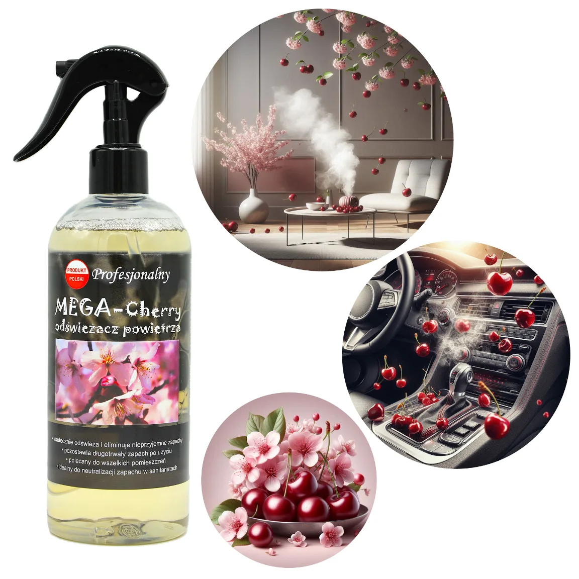 Odświeżacz powietrza wiśnia do auta domudolphin mega cherry 400ML D908