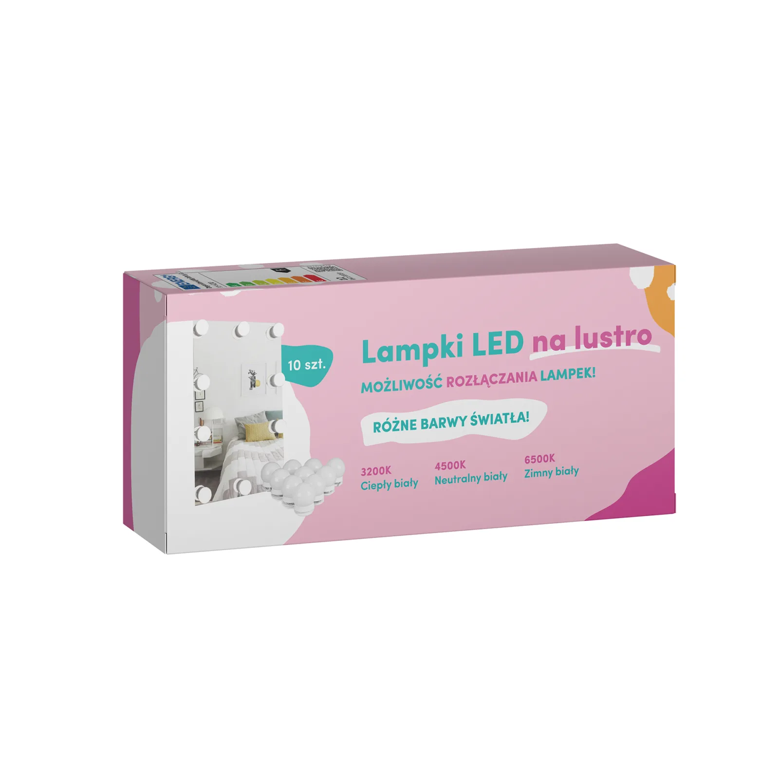 Lampki LED na lustro do makijażu toaletkę regulacja barwy pilot USB 10 szt